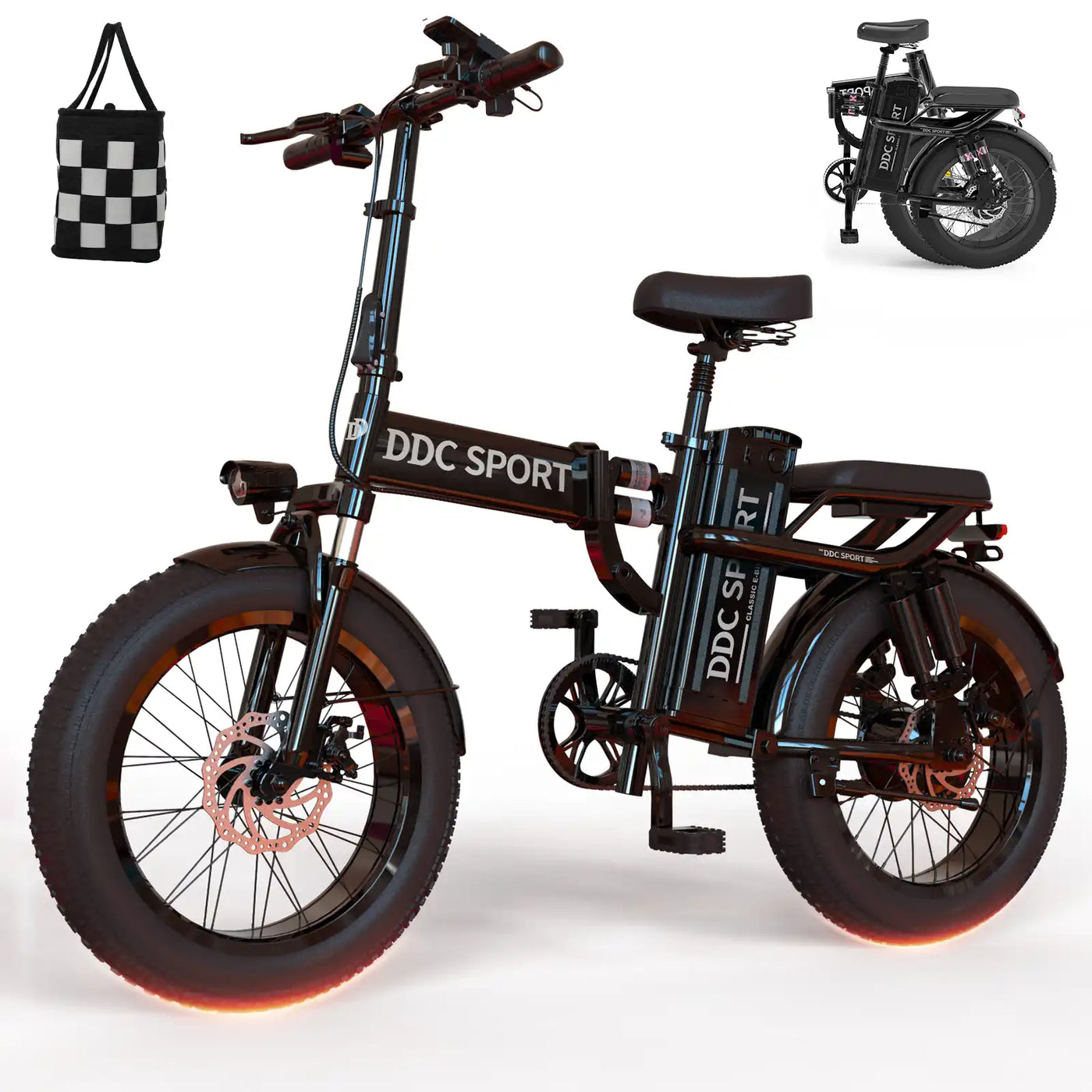 DDC T2 1500W 48V/20Ah Electric Bicycle With Removable Battery, Folding Electric Bike for Adults,20'' Ebike Urban City with 10 Shock Absorptions