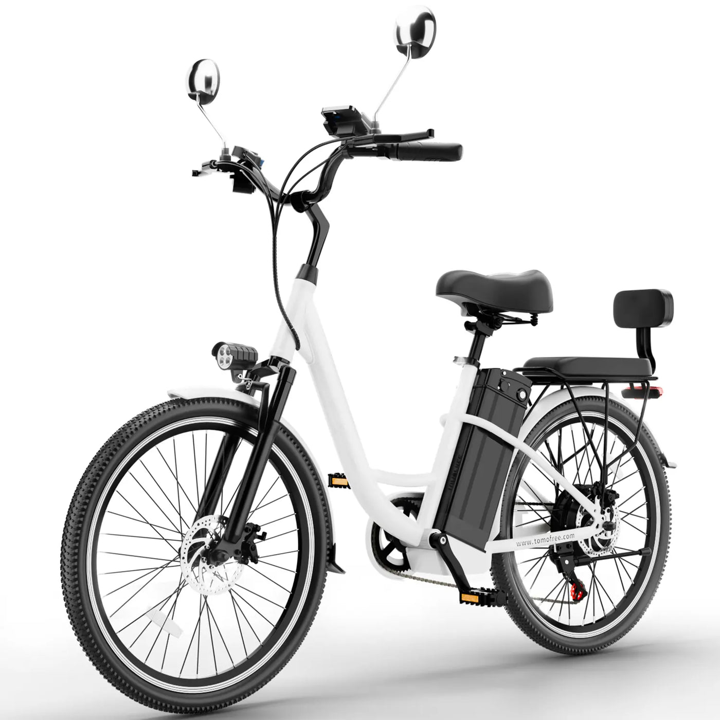 DDC CS20 500W 48V/20Ah Electric Bicycle Removable Battery,22MPH Commuter E-bike,24" Beach Cruiser Ebike for Women&Man, Back Seat Rear Mirror