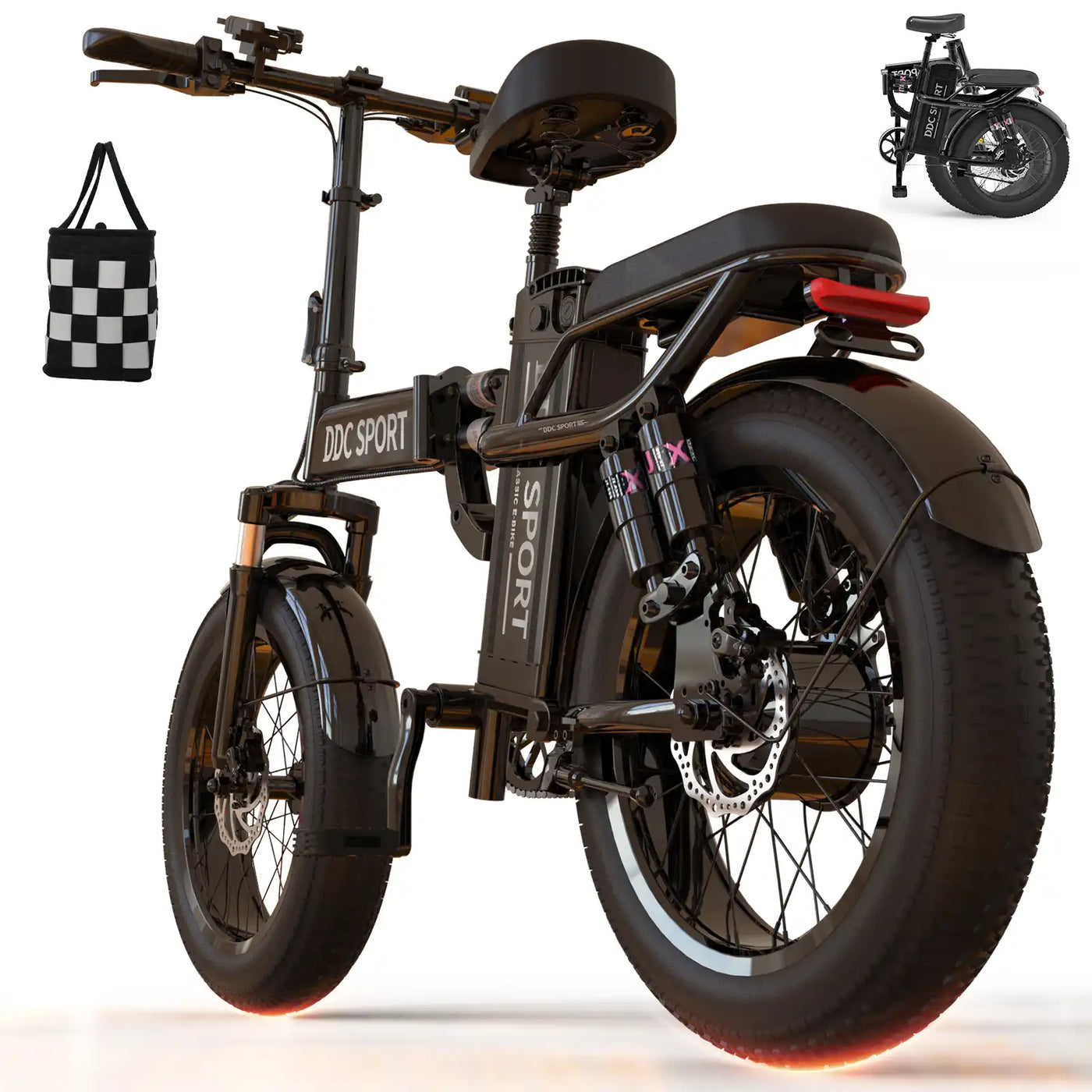 DDC T2 1500W 48V/20Ah Electric Bicycle With Removable Battery, Folding Electric Bike for Adults,20'' Ebike Urban City with 10 Shock Absorptions
