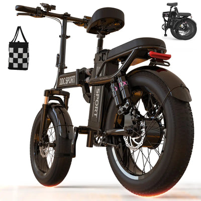 DDC T2 1500W 48V/20Ah Electric Bicycle With Removable Battery, Folding Electric Bike for Adults,20'' Ebike Urban City with 10 Shock Absorptions