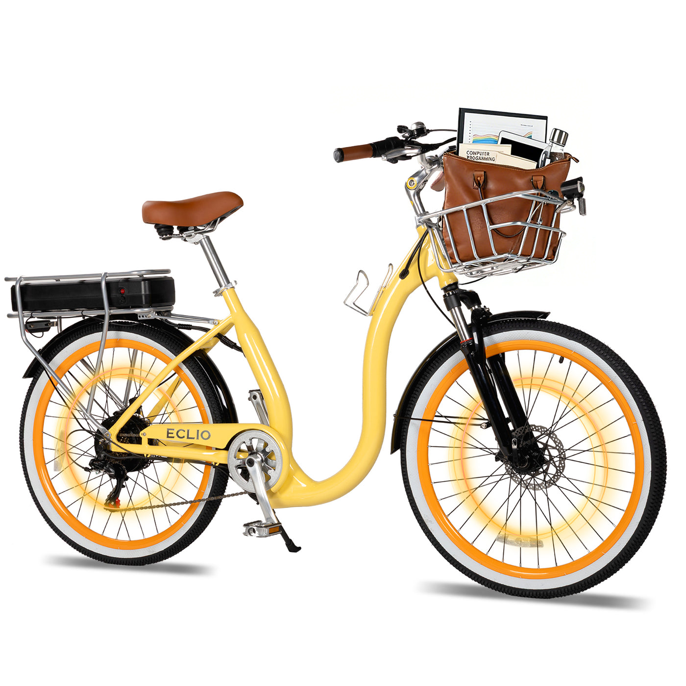 26 Inch Cruiser Electric Bike, E-Bike for Adults with 48V 15.6AH Removable Battery, Step Through Ebike for Women Men, Yellow 26 Inch Cruiser Electric Bike, E-Bike for Adults with 48V 15.6AH Removable Battery, Step Through Ebike for Women Men, Yellow