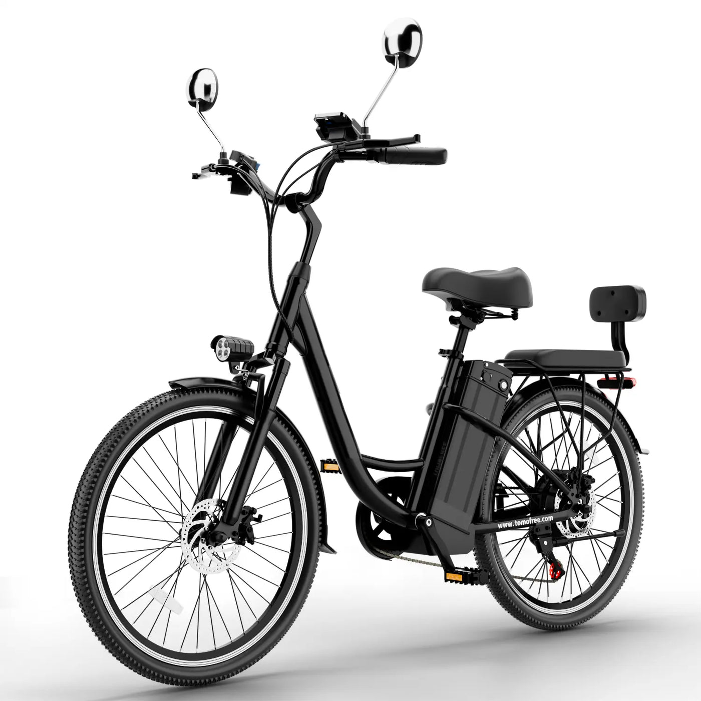 DDC CS20 500W 48V/20Ah Electric Bicycle Removable Battery,22MPH Commuter E-bike,24" Beach Cruiser Ebike for Women&Man, Back Seat Rear Mirror