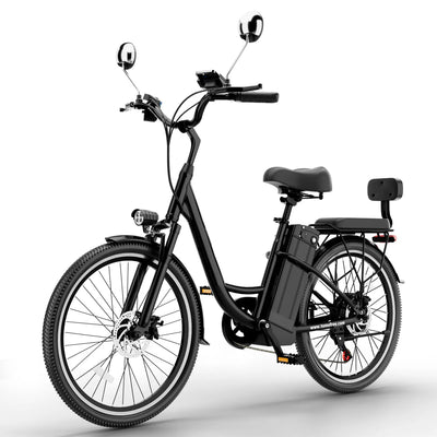 DDC CS20 500W 48V/20Ah Electric Bicycle Removable Battery,22MPH Commuter E-bike,24" Beach Cruiser Ebike for Women&Man, Back Seat Rear Mirror