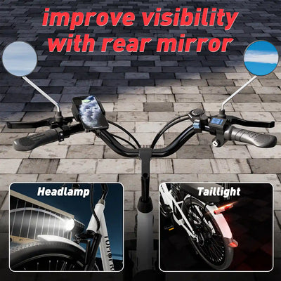 DDC CS20 500W 48V/20Ah Electric Bicycle Removable Battery,22MPH Commuter E-bike,24" Beach Cruiser Ebike for Women&Man, Back Seat Rear Mirror