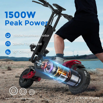 DDC G63 Pro Electric Scooter Adults 1500W Powerful Motors Top Speed 28MPH, 48V 20Ah Range 25-30 Miles, 11" All-Terrain Tires Foldable Scooter with Seat, Mountains Off-Road EScooter