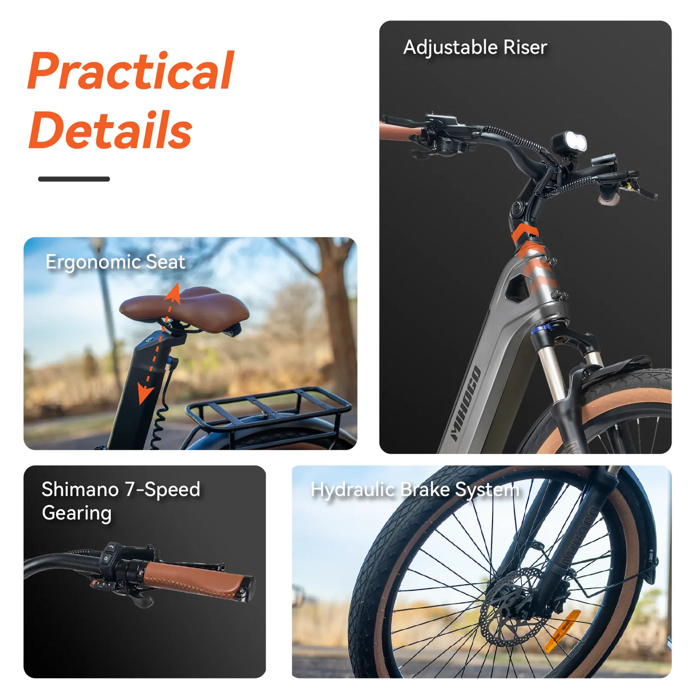 DDC Air Carbon Fiber Electric Bike for Adults with 1000W Peak Motor 25MPH Ebike with 48V Built-in Dual Batteries, 121 Miles Range, 26'' Tires, 7-Speed, Front Suspension Electric Bicycle