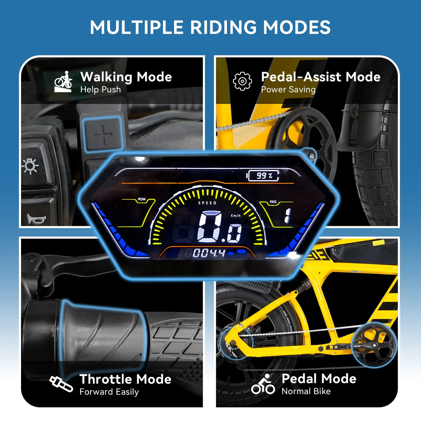 DDC FT-03 Electric Bike for Adults, 20" Fat Tire Electric Motorcycle Bike, 48V 18.2AH Battery Powered Electric Bike, Aluminum Alloy Frame,  7-Speed E-Bike, All-Terrain Electric Bike