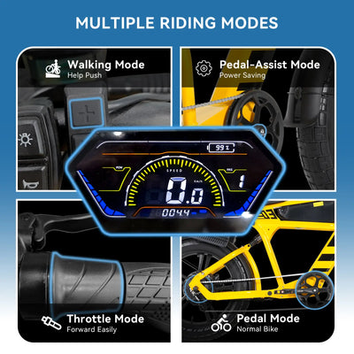 DDC FT-03 Electric Bike for Adults, 20" Fat Tire Electric Motorcycle Bike, 48V 18.2AH Battery Powered Electric Bike, Aluminum Alloy Frame,  7-Speed E-Bike, All-Terrain Electric Bike