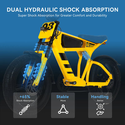 DDC FT-03 Electric Bike for Adults, 20" Fat Tire Electric Motorcycle Bike, 48V 18.2AH Battery Powered Electric Bike, Aluminum Alloy Frame,  7-Speed E-Bike, All-Terrain Electric Bike