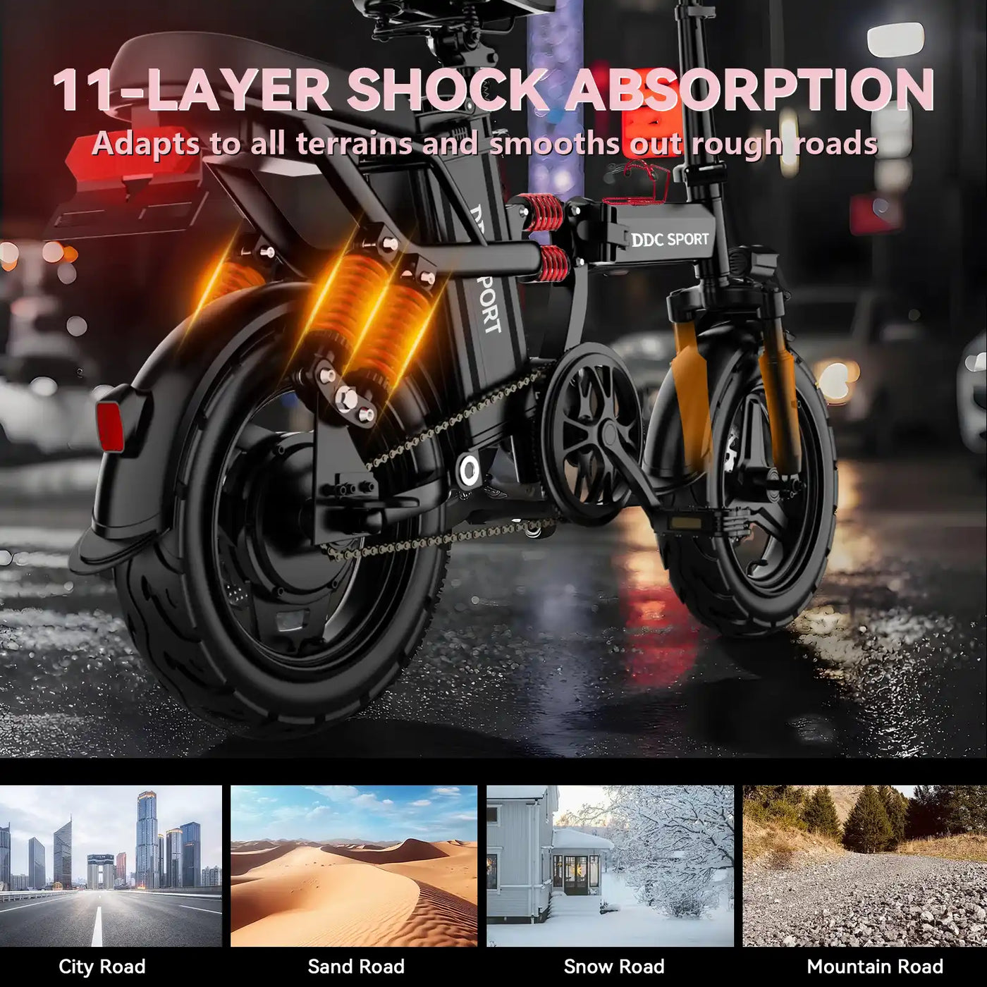 DDC M1 700W 48V/20Ah Electric Bicycle With Removable Battery, Folding Electric Bike for Adults,14'' Ebike Urban City with 10 Shock Absorptions